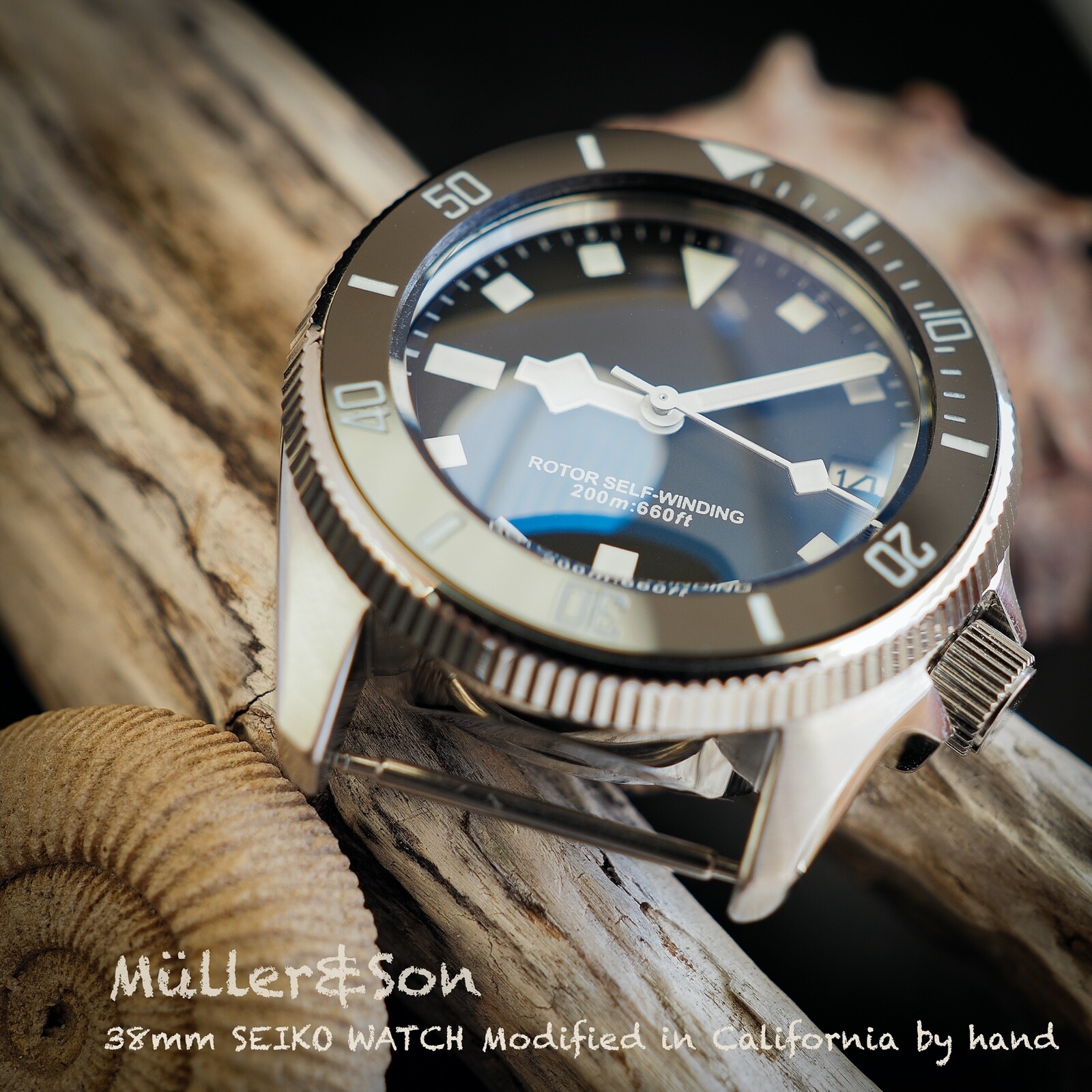 Pre-owned Seiko Müller&son Watch Black [pelagos Megamod] Made From  Skx013 + Rubber Strap