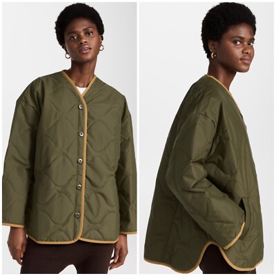 Anine Bing Paddington quilted coat Size M Medium Green NWT $399