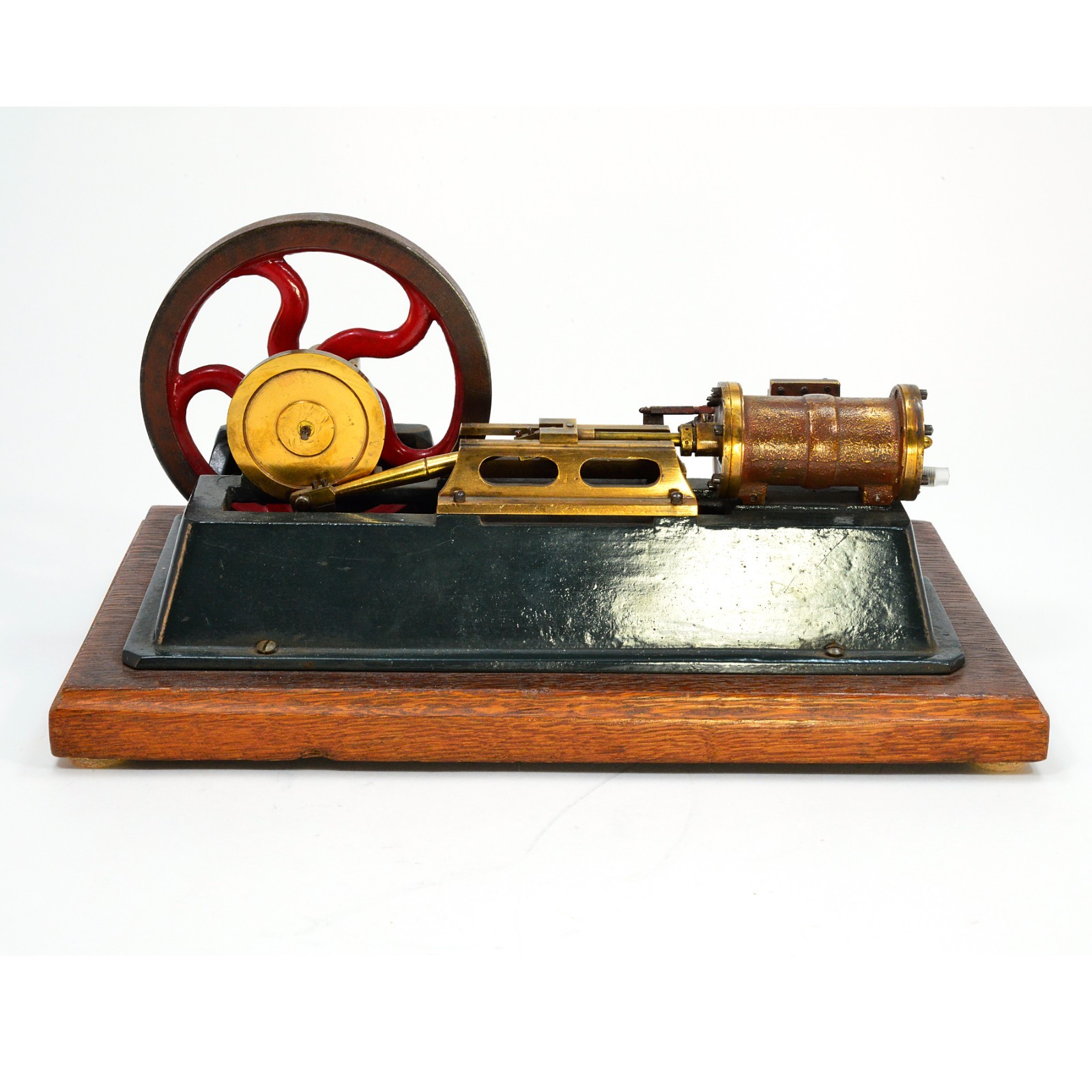 EARLY 20TH C IRON & BRASS STEAM ENGINE DEMO MODEL Cast iron and brass horizontal