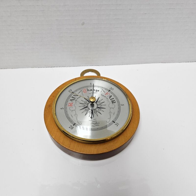 Vintage Wooden Weather Barometer Fischer Decoration