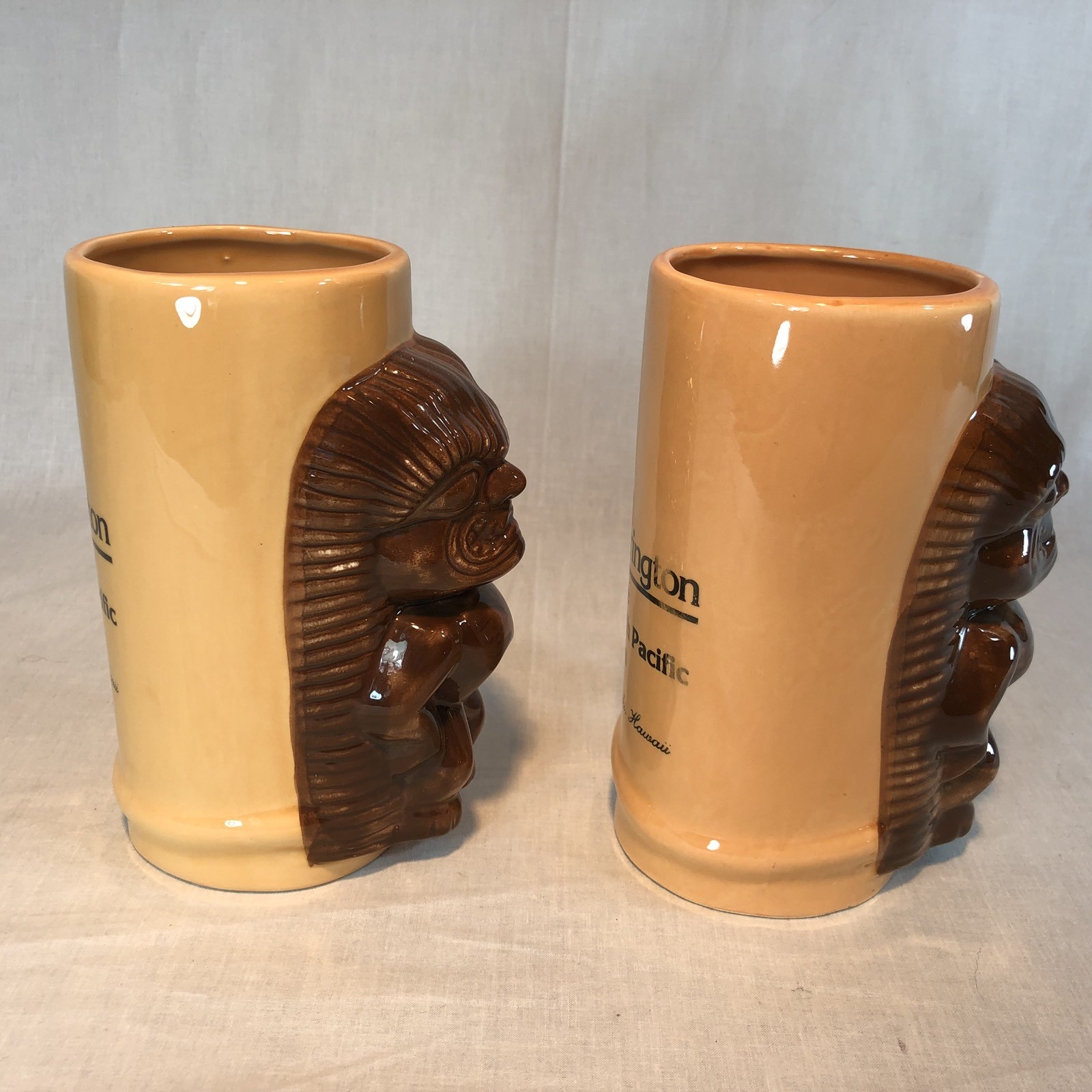 Daga Hawaii Set of 2 Tiki Mugs Al Harrington South Pacific Man Waikiki