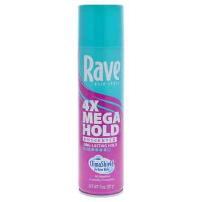 Rave 4X Mega Hold Hair Spray, All-Weather with Vitamin-Rich Formula, 11 oz