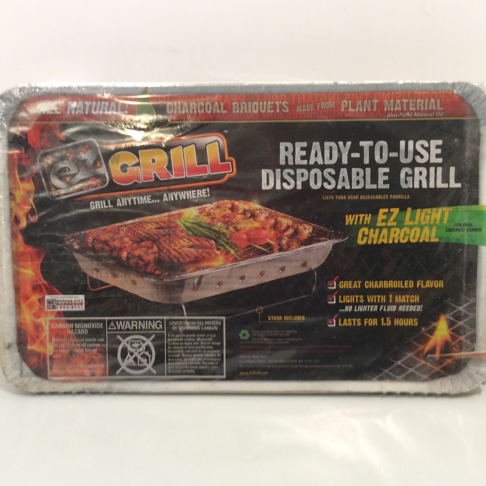 Disposable Grill Ready to Use EZ Grill 19 x 12 All Natural Charcoal Briquets