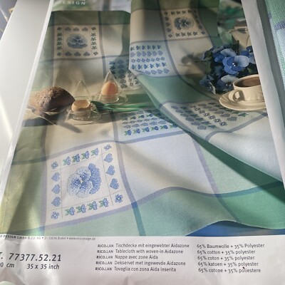Rico Design Tablecloth embroidery kit 90 x 90cm - Jacquard Tulip Design 35 x35 
