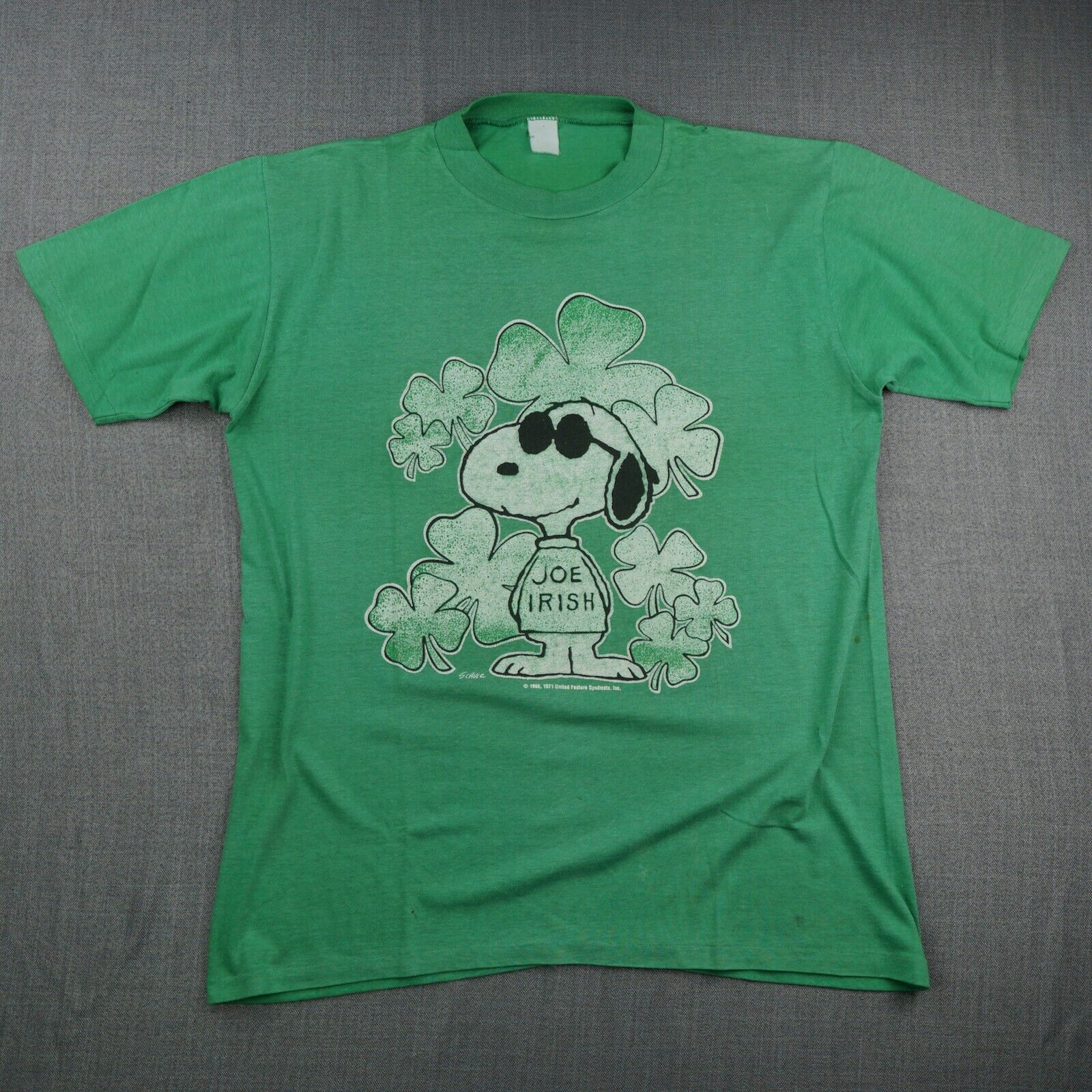 Vintage Snoopy T Shirt Large Green Joe Irish Single Stitch Vintage Snoopy T Shirt Large Green Joe Irish Single Stitch