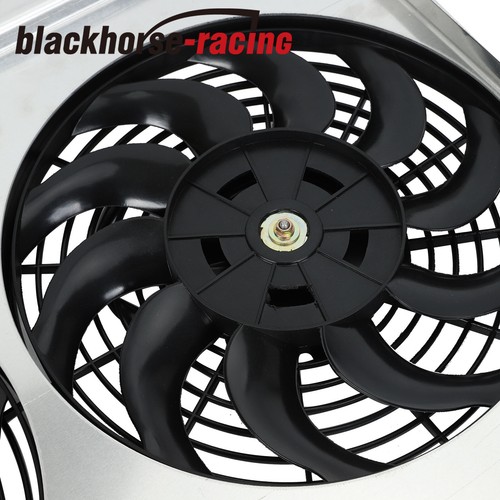 Aluminum Shroud 12'' Fan+Thermostat For 82-02 Chevy S10 Blazer Corvette Radiator