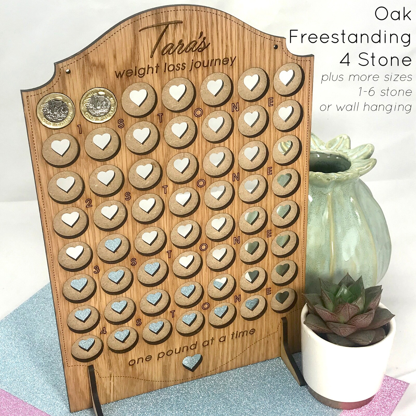 Personalised Engraved Weight Loss Journey Board pound for lb Reward