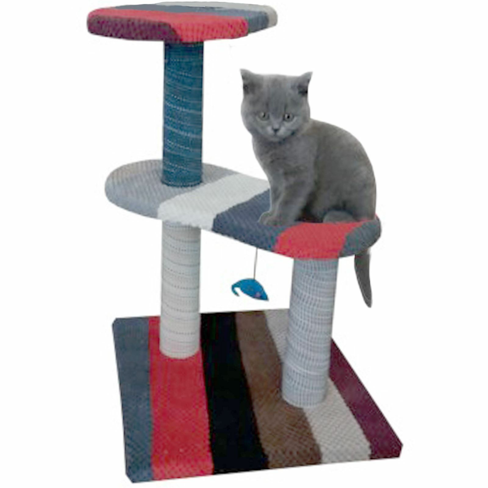 Unique Handmade Cat Scratching Post Tree Three Tier Kitty Climbing