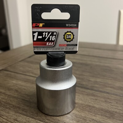 Performance Tool W34554 3/4'' Drive 12-Point SAE Standard Socket, 1-11/16''
