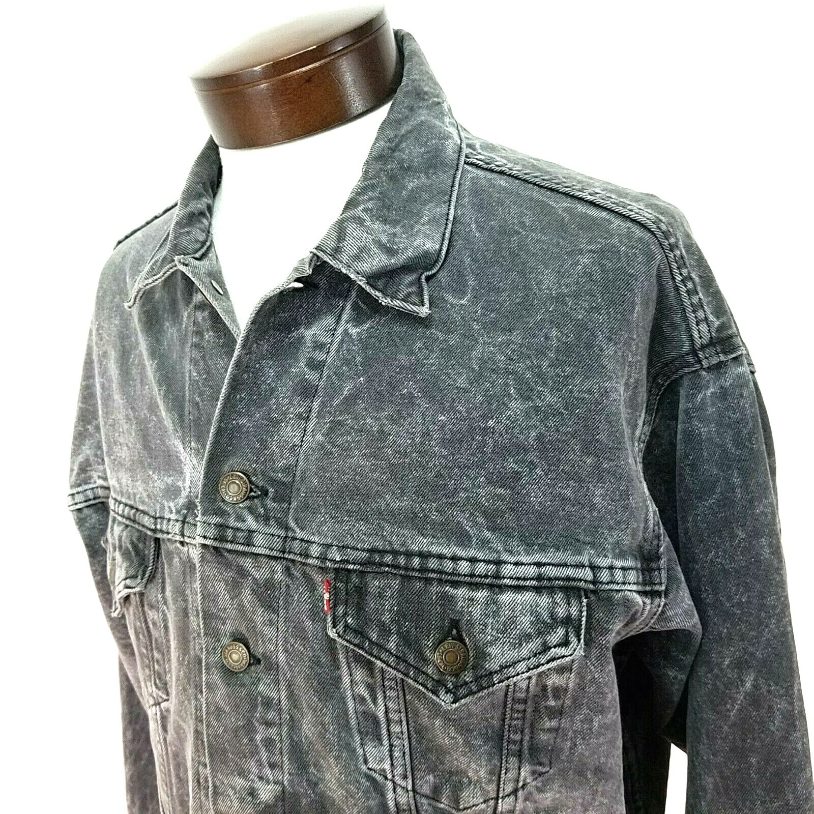 Vtg LEVI'S Trucker Denim Jacket 80s 90s Grey Acid Wash USA