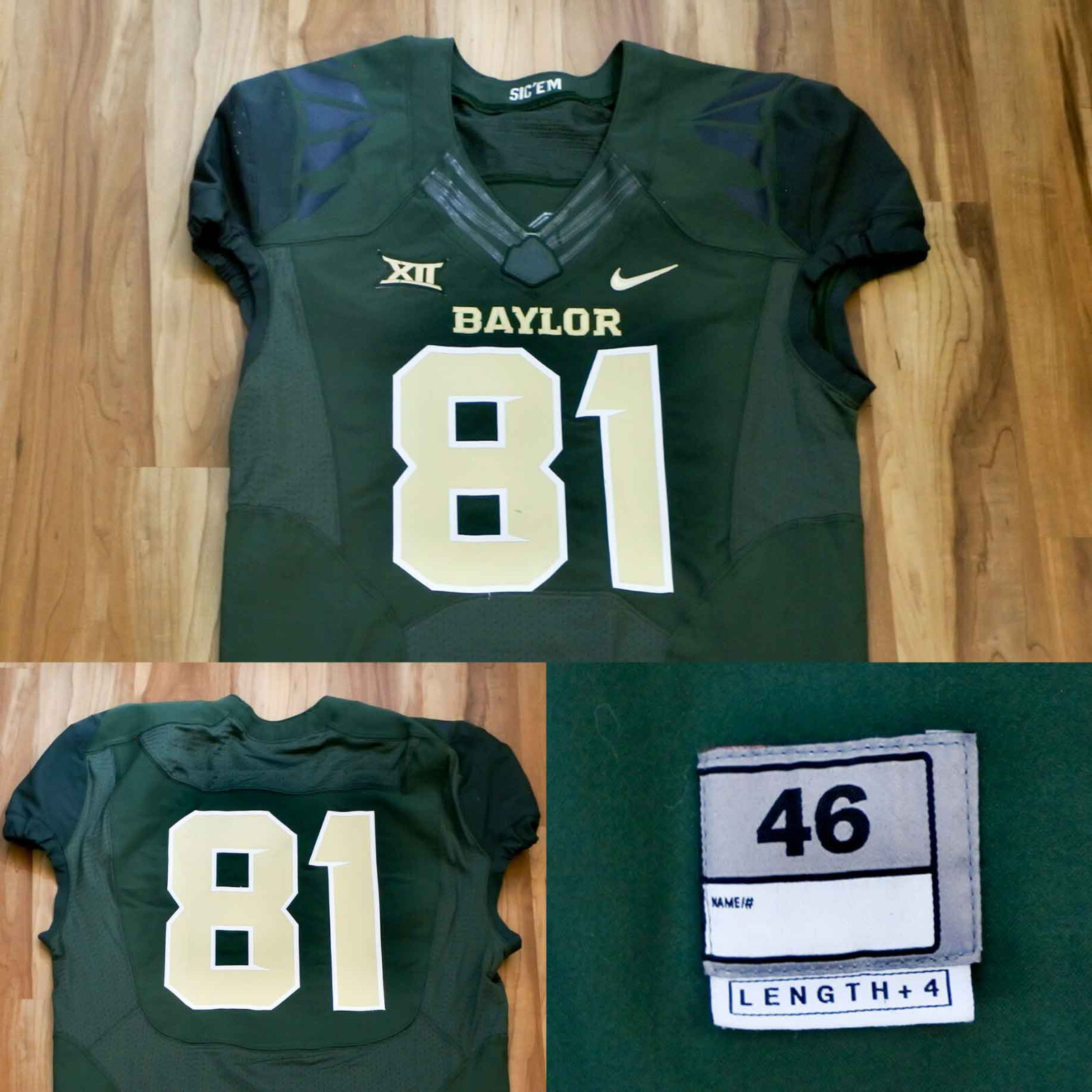 81 Baylor Bears Nike Jersey Team Issue Game Football Green