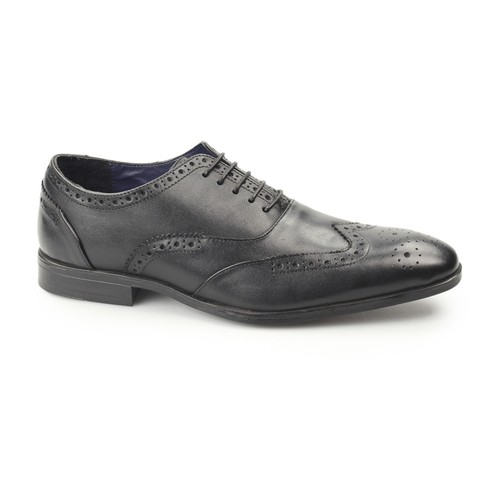 Silver Street London OXFORD Mens Leather Smart Formal Wingtip Brogues Black