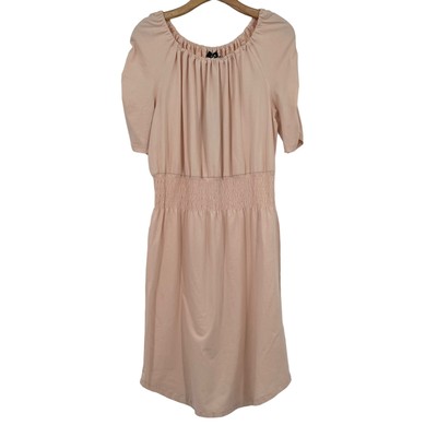 Dkny Womens Smocked Waist Dress peach size medium knit cotton spandex new $109