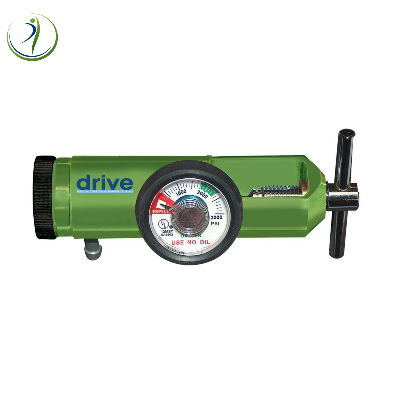 New Drive Medical Oxygen Tank Regulator Model 18301G 08 LPM. Barb