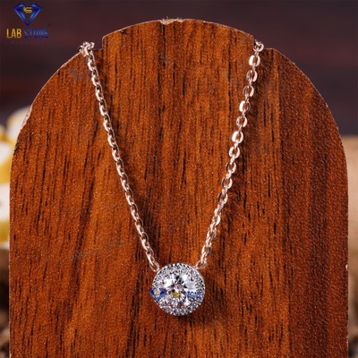 0.57 TDW Round Cut Diamond  Pendant by Labstone 18kt Rose Gold
