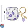 AIIEKZ Compatible with AirPods 4 Case Cover 2024, Soft TPU with Cute Flower Pattern for AirPods 4th Generation Case with Flower Keychain and Cleaning Kit for Girls Women (Purple)