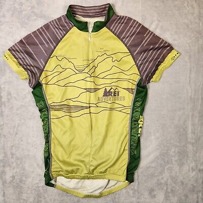 REI Cycling Jersey Womens Small Green Primal Short Sleeve Biking Shirt Half Zip