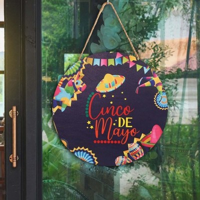 Cinco de Mayo Panneau de Porte En Bois Extérieur Intérieur Fiesta Plaque