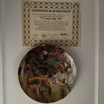 Norman Rockwell Collectible Plate ''I Can't Say No'' Knowles With Cert Of Auth