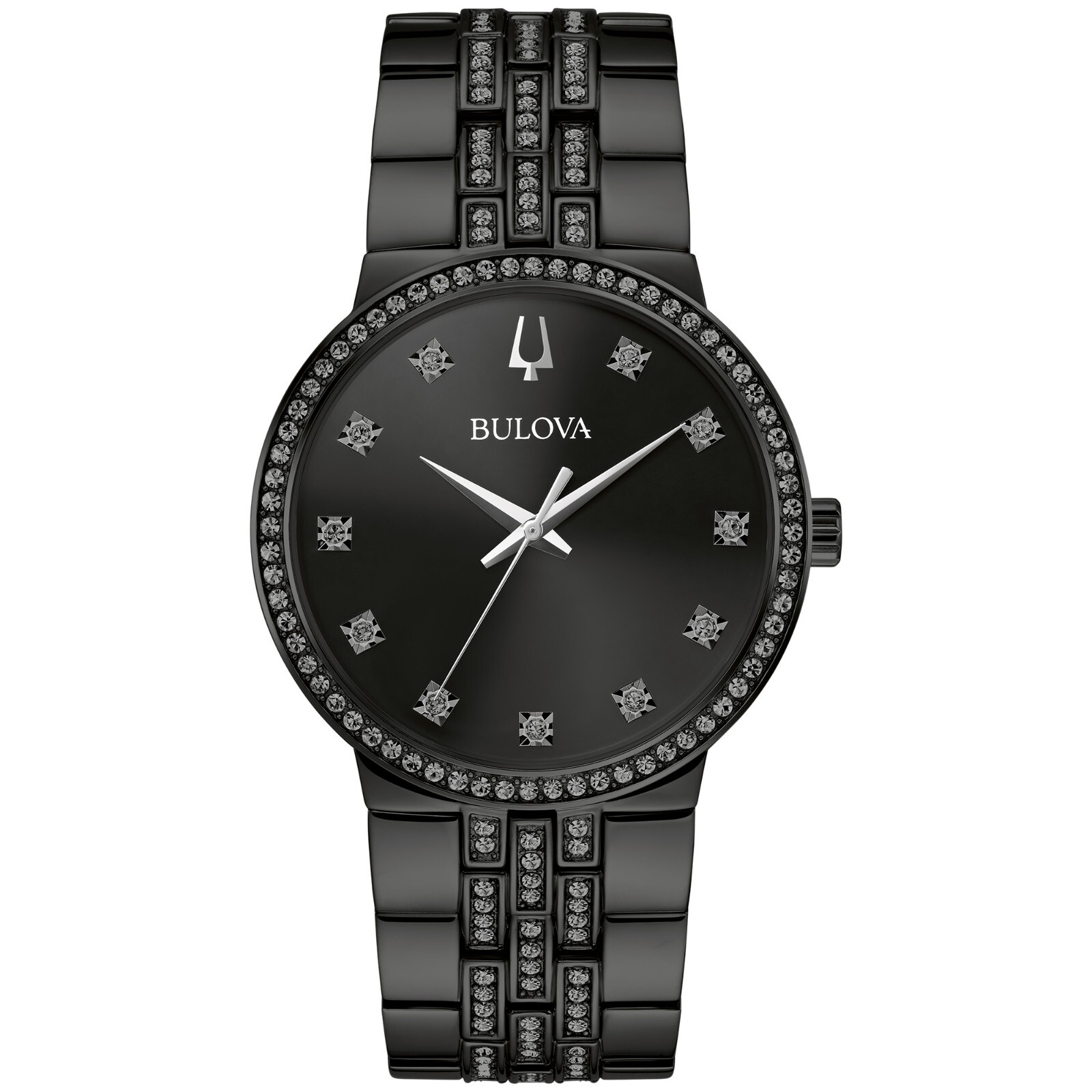 Мужские часы из нержавеющей стали Bulova с кристаллами и кварцем, украшенные драгоценными камнями, 40 ММ 98K116