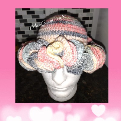 Crochet Ruffle Hat Color: City Beat