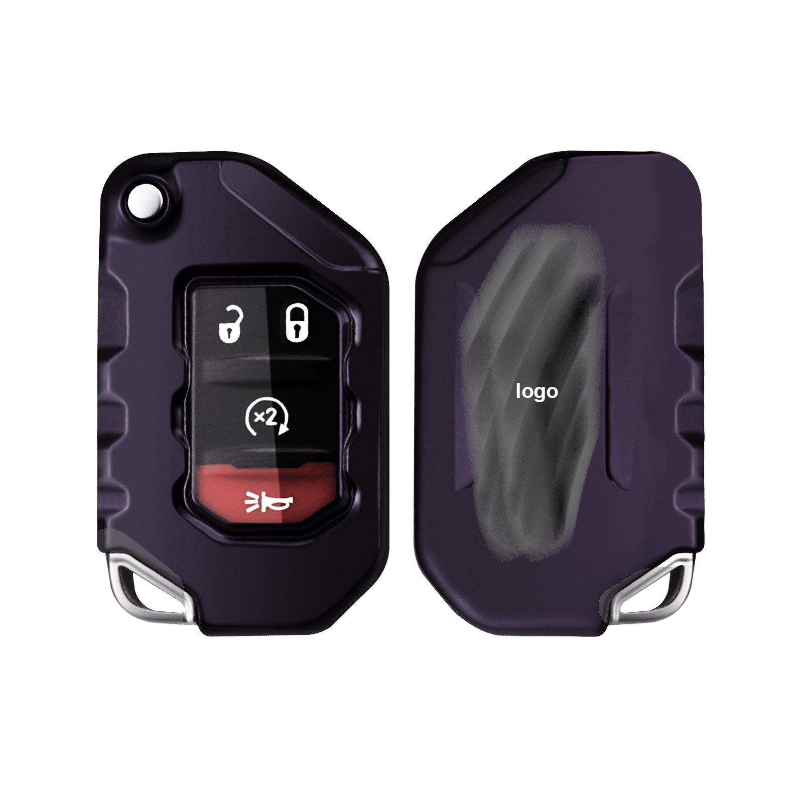 2x Purple Black Remote Folding Key Shell Case Protector For Jeep Wrangler JL JLU