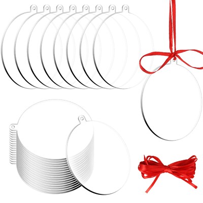 36 Pieces Acrylic Ornament Blanks for Crafts Clear Round Ornaments Acrylic Ke...
