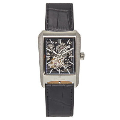 Pre-owned Heritor Automatic Wyatt Skeleton Watch - Silver/black