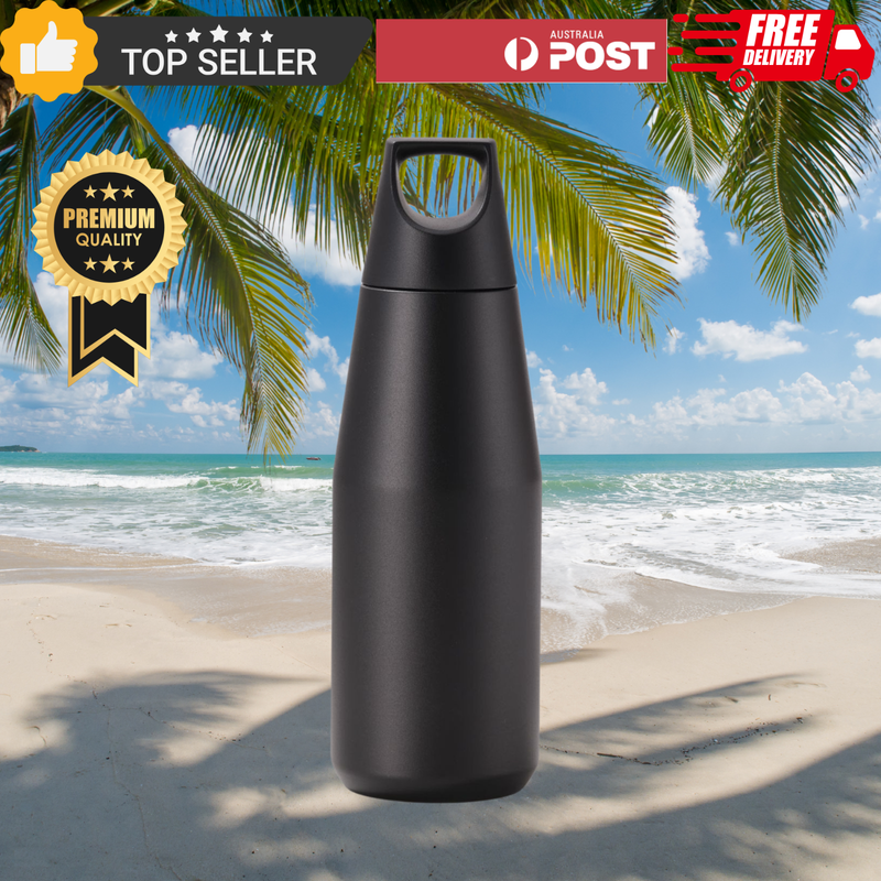 Black 316 Stainless Steel 580Ml Insulated Bottle Tapered Design Sleek