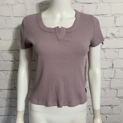 Calvin Klein Jeans Women s Shirt M Mauve Pink Ribbed Scoop Neck Crop New
