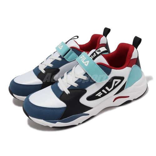 Fila J803X Бело-Синие Детские молодежные повседневные туфли с ремешком LifeStyle Кроссовки