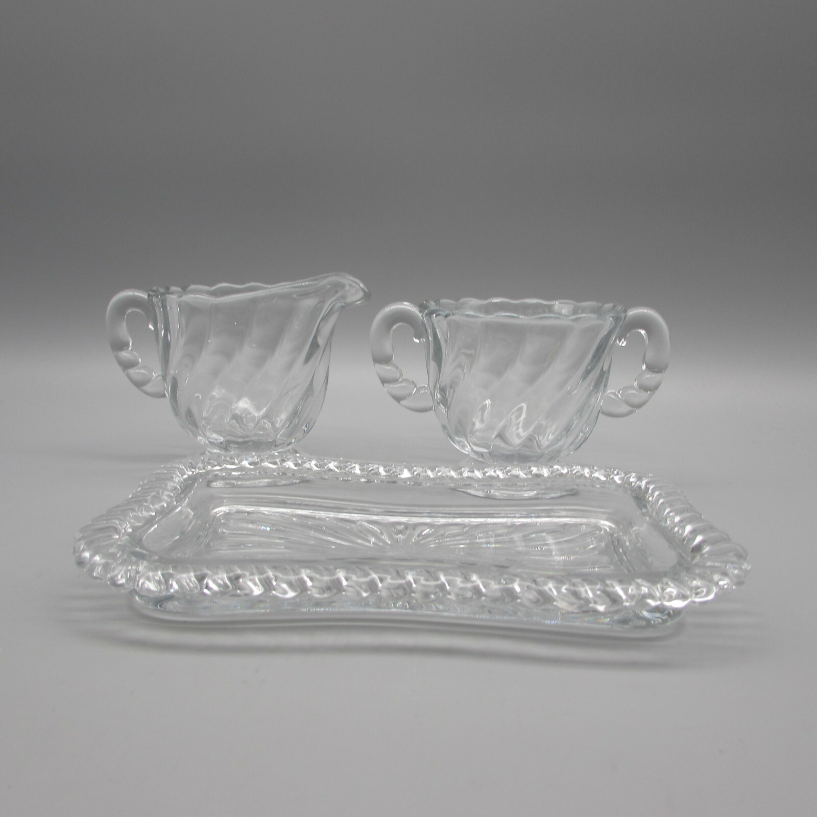 Fostoria Crystal COLONY 3pc Creamer & Sugar & Tray Set eBay
