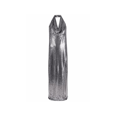 Pre-owned Blanca Vita Sequin-embellished Long Dress In Silver