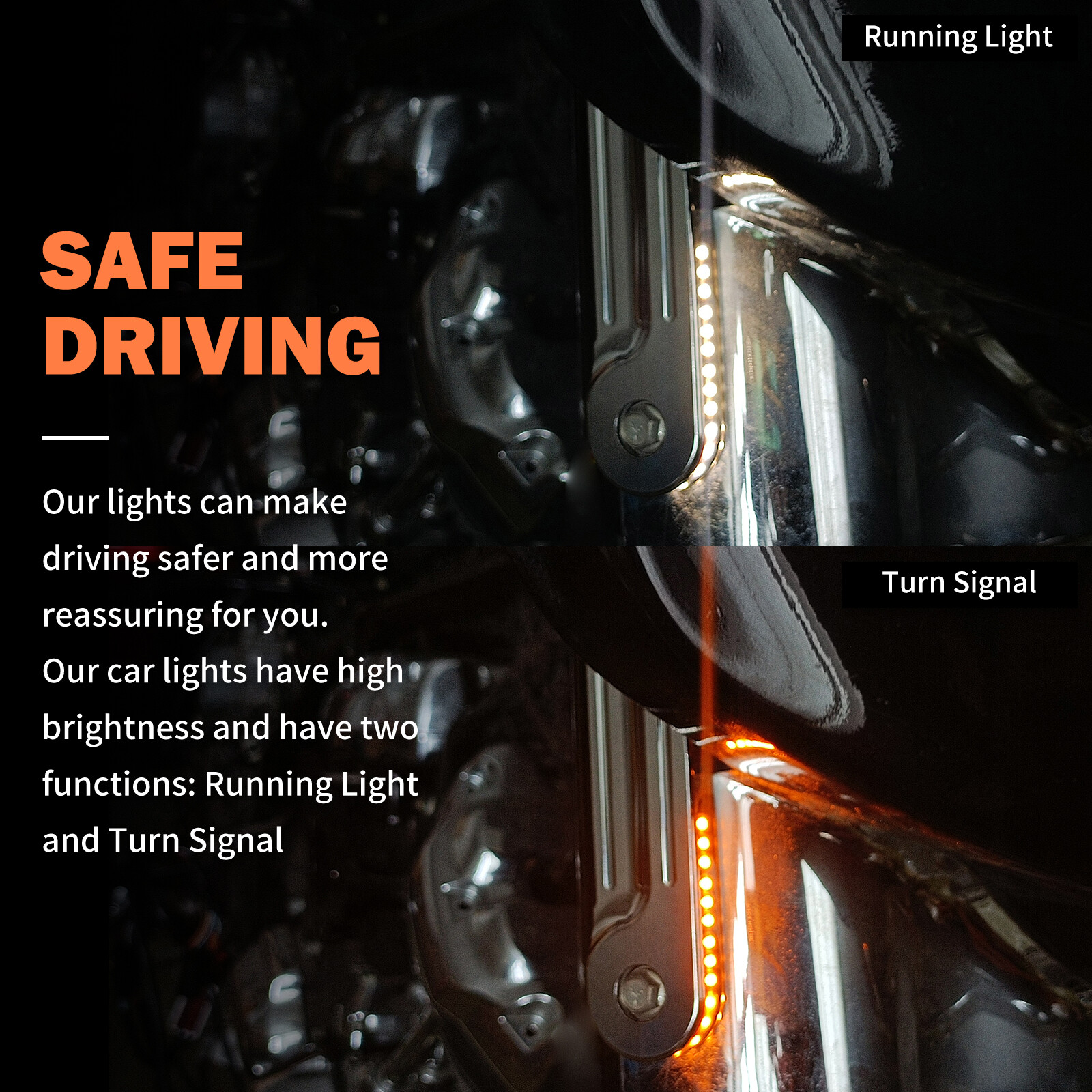 Chrome LED Flush Fork Turn Signal Side Light For Harley Road King Glide 98-2024