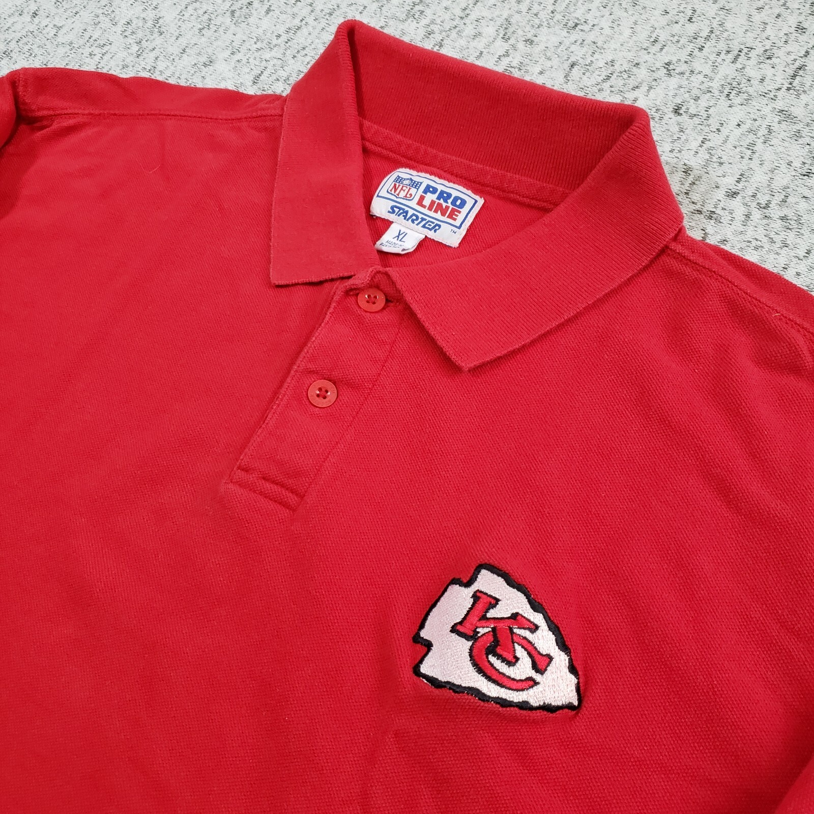 Vintage Kansas City Chiefs Polo Shirt Mens XL Red Football NFL Starter Pro Line