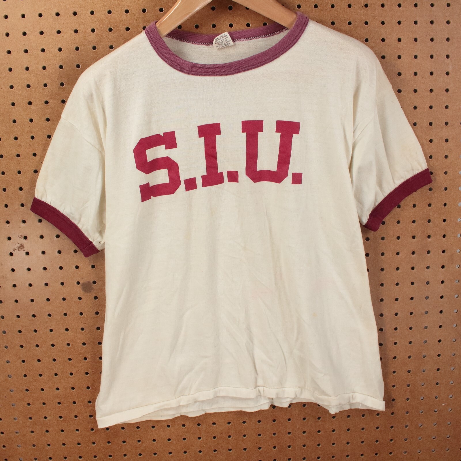 シャツ 70's USA ALABAMA college ringer vintage Men's Original Retro Brand White Alabama Crimson Tide School