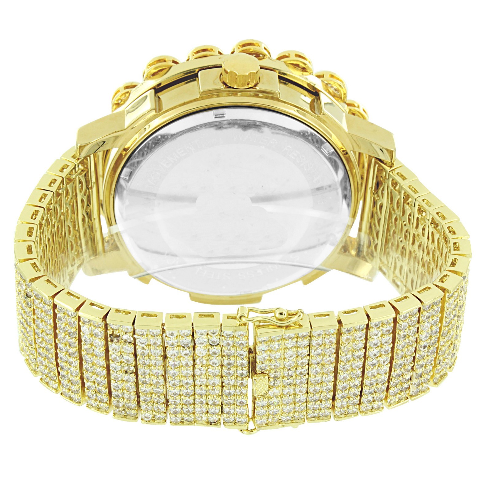 Pre-owned Jojino Mens /jojo/joe Rodeo Real Diamond Gold Tone 2 Row Bezel Custom Band Watch
