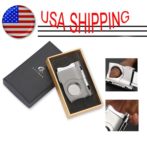 Galiner Stainless Steel Cigar Cutter Guillotine 2-in-1 Cigar Punch w/Gift Box