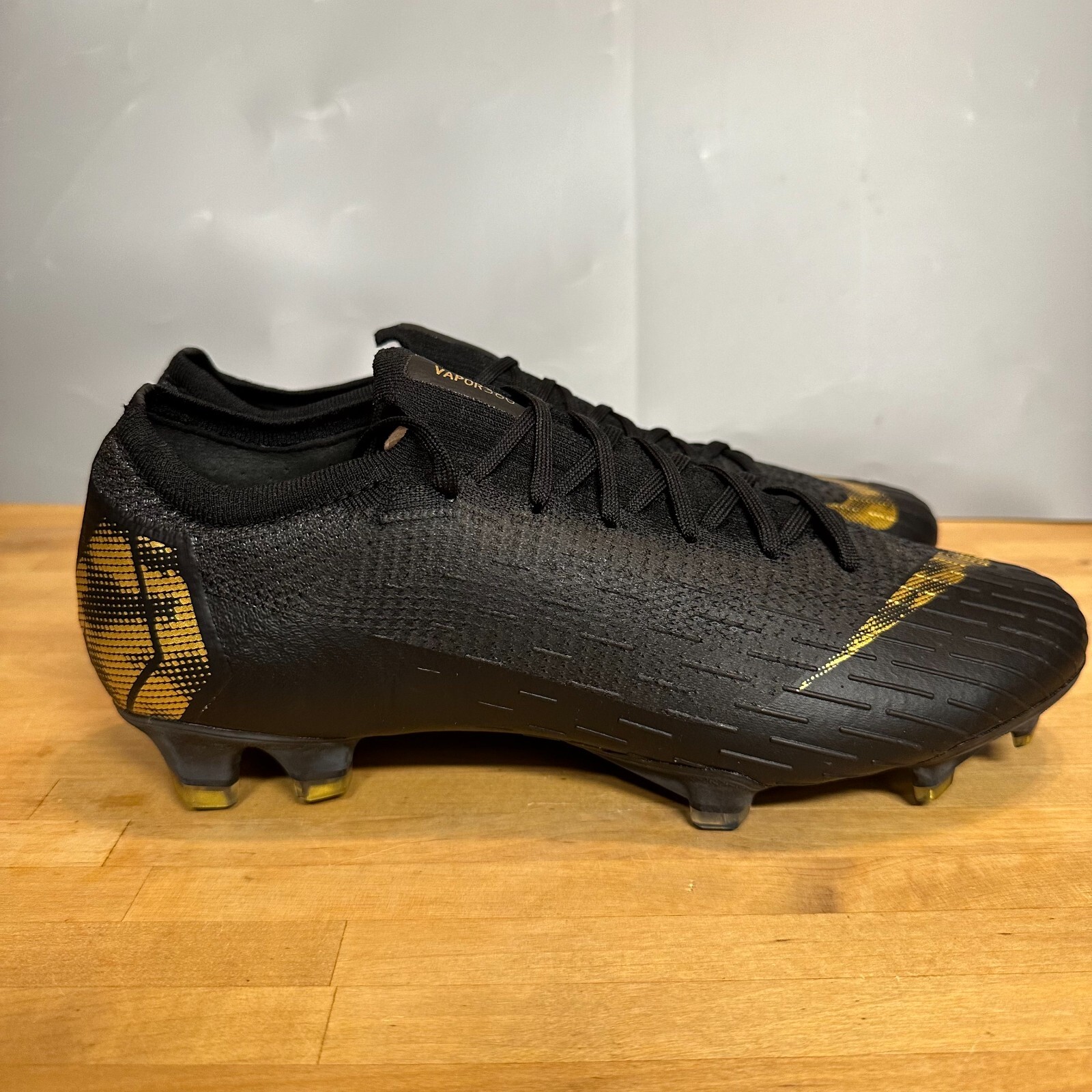 Pre-owned Nike Mercurial Vapor 12 Elite Fg Black Gold (ah7380-077) Multi-size