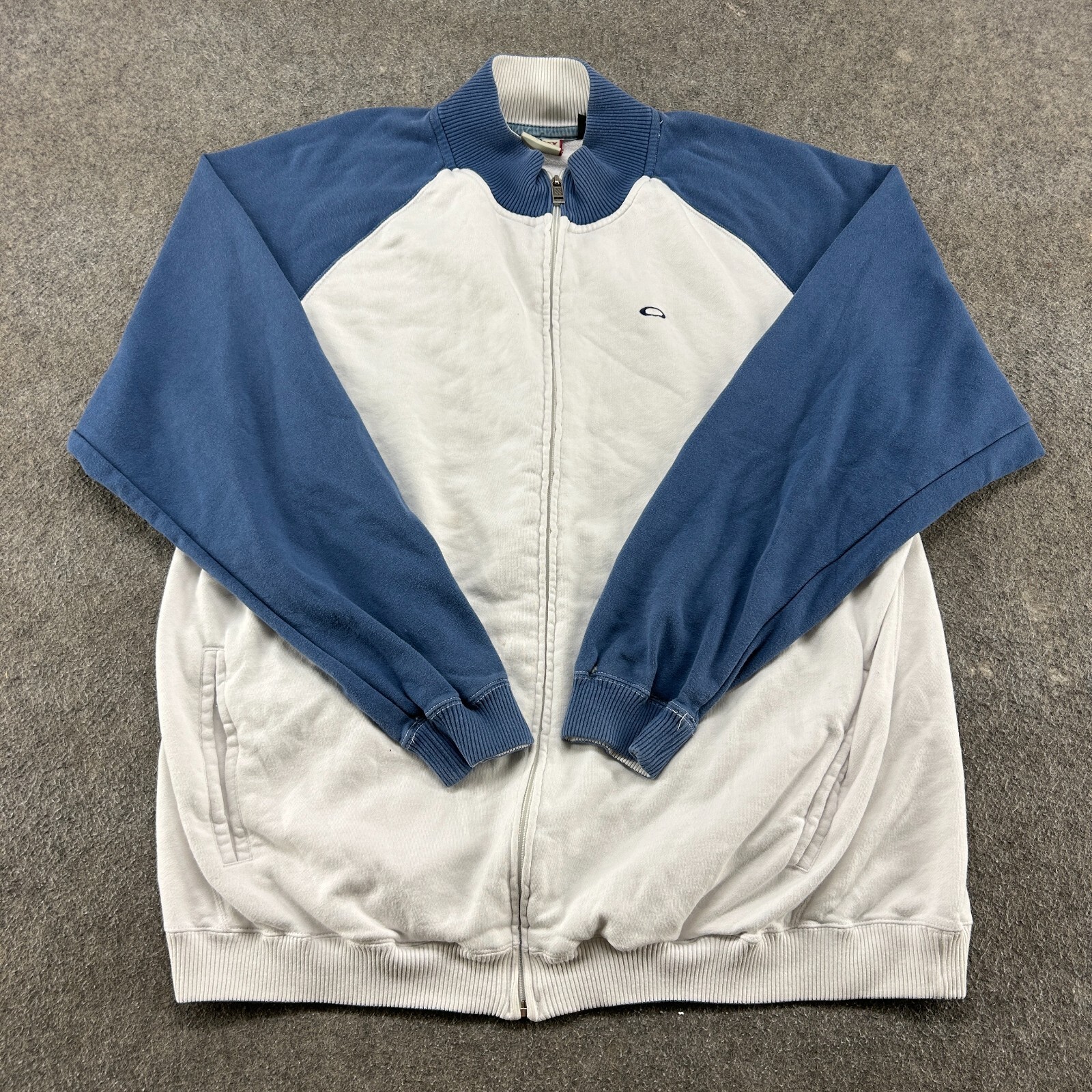 メンズウェア OAKLEY 2way pullover jacket navy L y2k VINTAGE Oakley Jacket Mens 2XL Blue White Sweatshirt Full