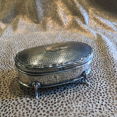 Footed Trinket Box Silver Jewellery Box Footed Box Silver Jewelry Box Oval Box Trinket Box Silver Trinket Box Vintage Trinket Box