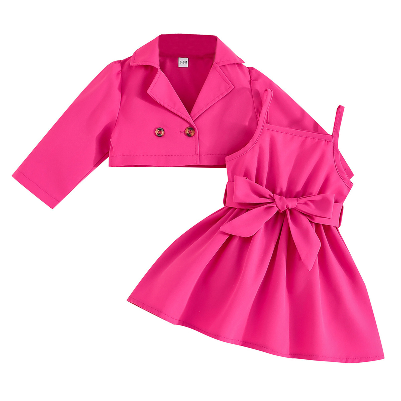 Summer Toddler Girls Long Sleeve Suit Jacket Bowknot Suspend