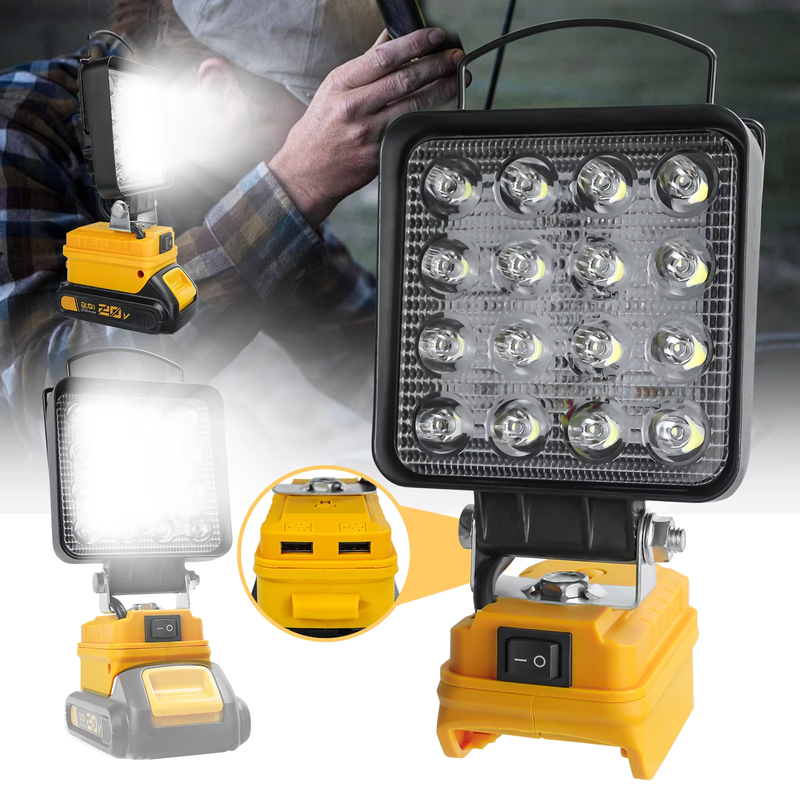 Cordless LED Work Light for Dewalt 20V Battery 27W 1400LM Flashlight LED Flood L