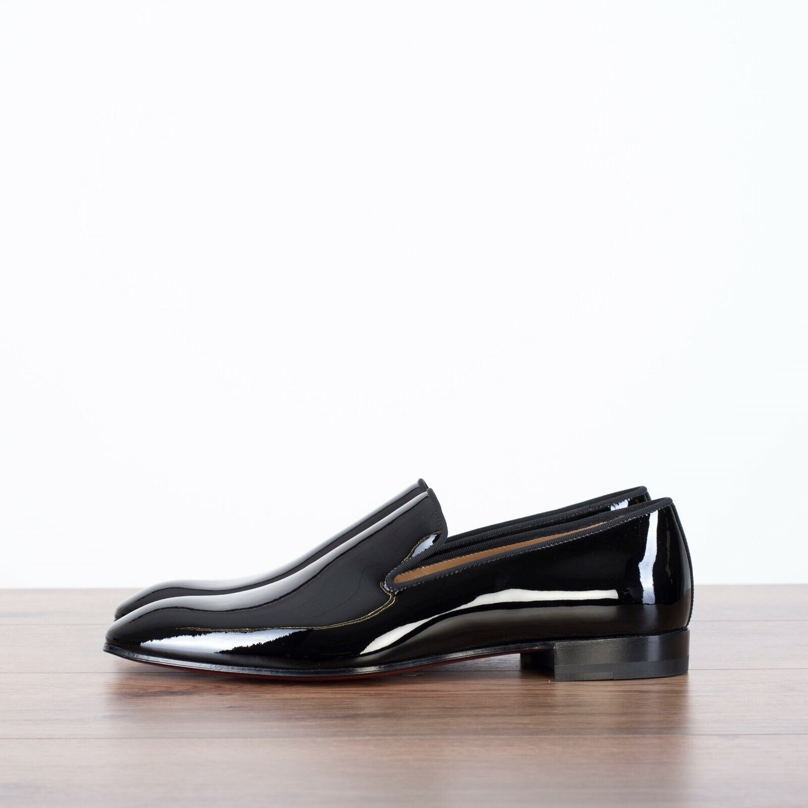 Pre-owned Christian Louboutin 895$ Dandelion Loafers In Black Patent Calf Leather