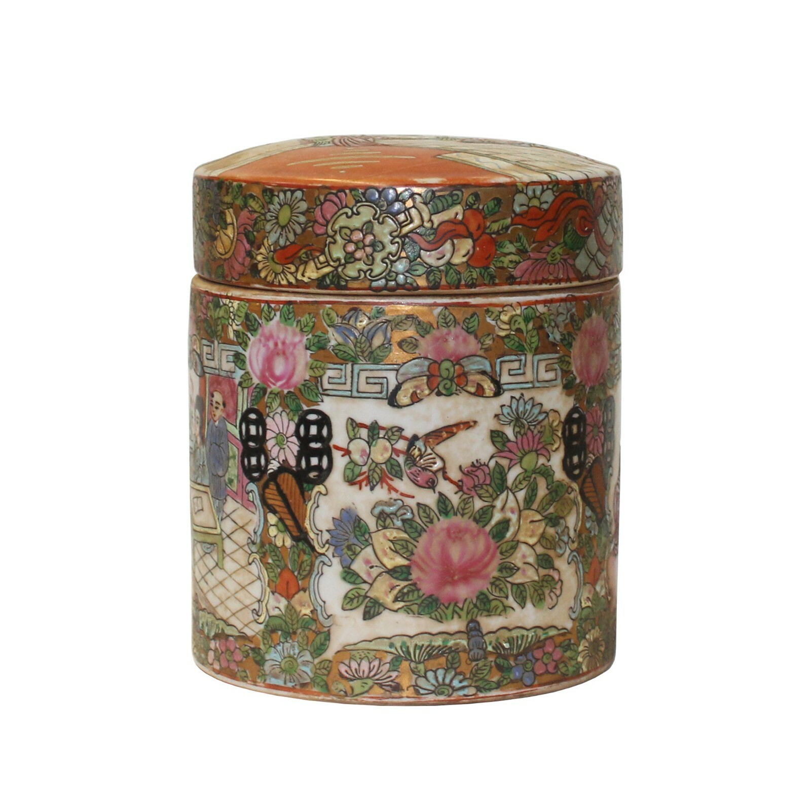 Chinese Oriental Porcelain People Scenery Round Shape Container Decor ws782S Chinese Oriental Porcelain People Scenery Round Shape Container Decor ws782S