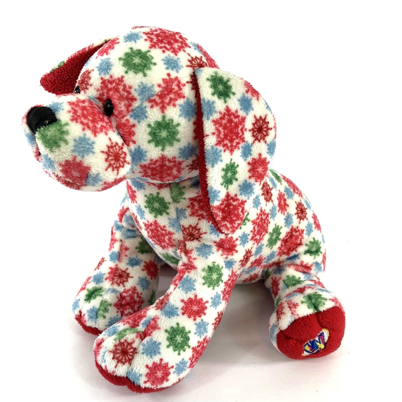 Ganz Webkins White Red Green Snowflake Holiday Puppy Plush Stuffed Toy No Tag