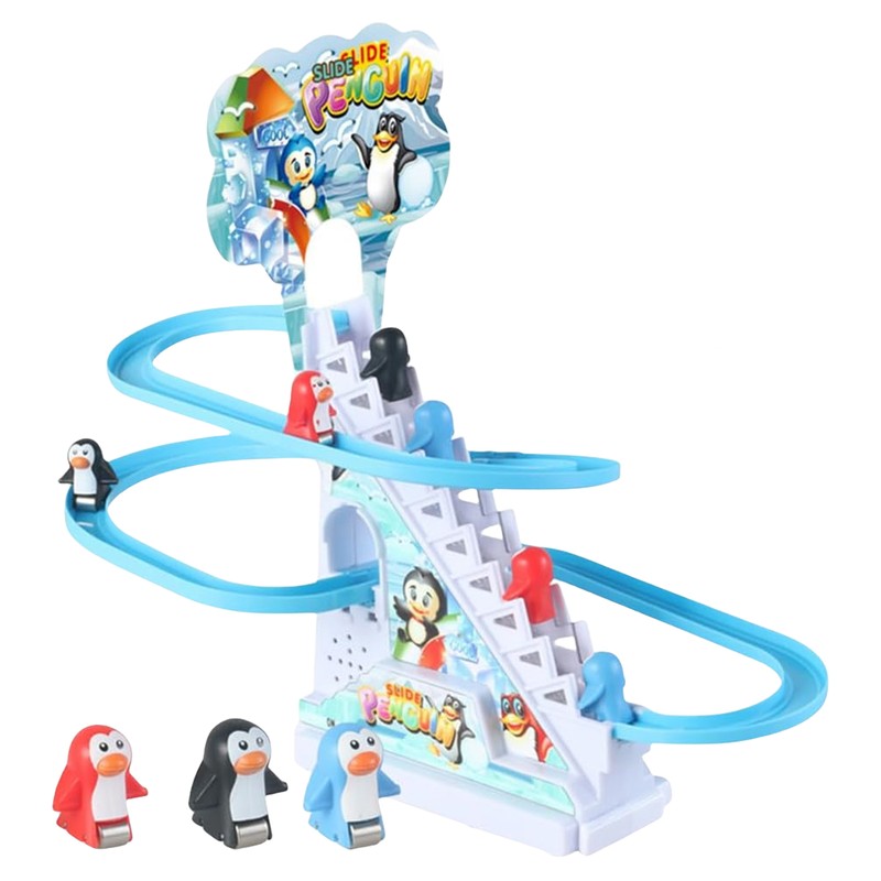 Penguin Race Game Toy Playful Roller Coaster Playset LED Lights & Music Kids Toy