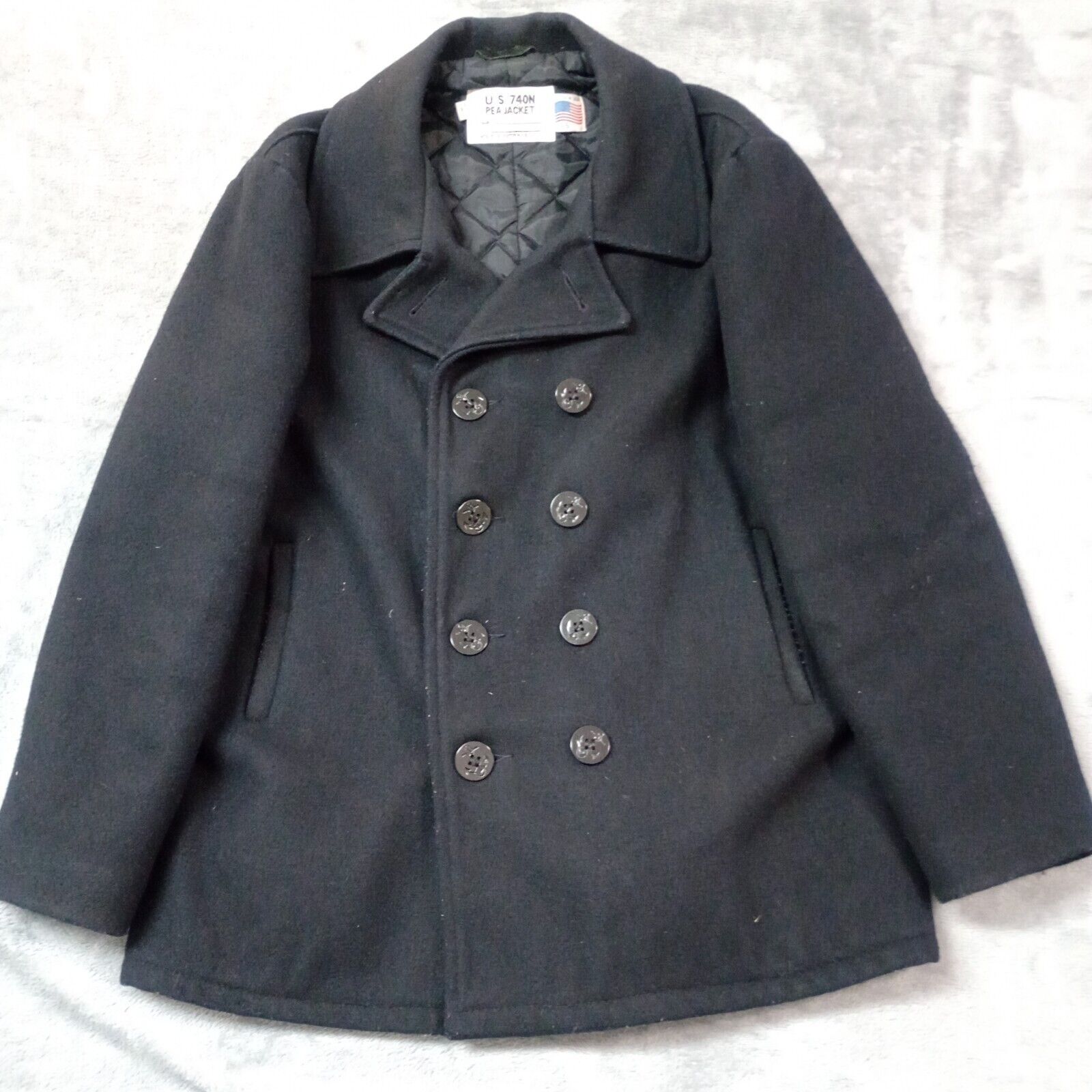 Vintage Schott US 740N Black Wool Pea Coat Jacket Mens Size Vintage Schott US 740N Black Wool Pea Coat Jacket Mens Size