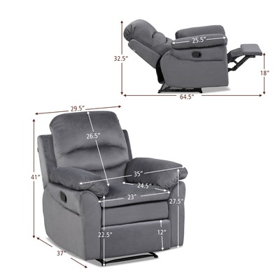 Giantex Recliner Chair Single Sofa Sleeper Lounger Armchair w/ Footrest Grey