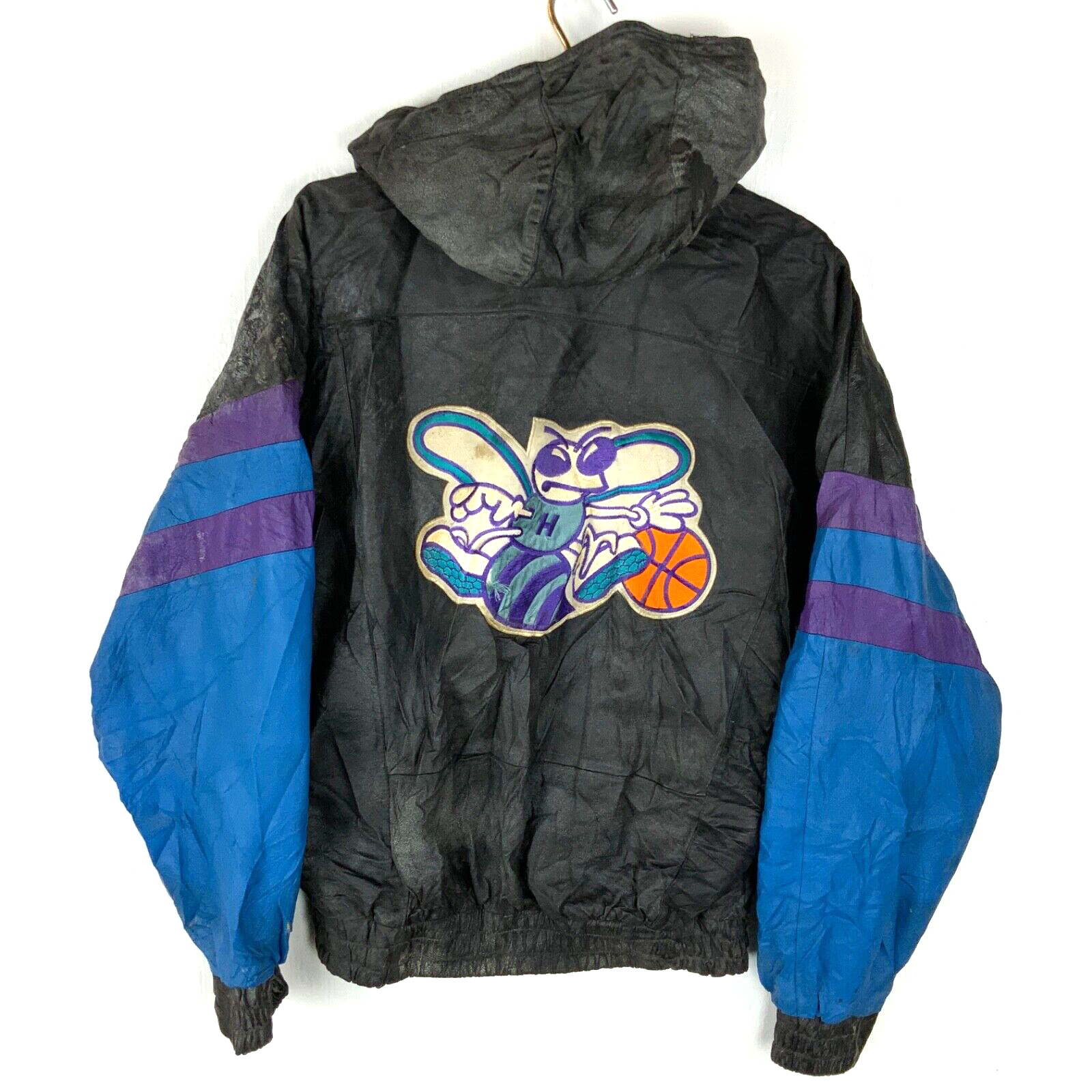Charlotte Hornets ジャケット 黒 Vintage 90s Charlotte Hornets Starter black jacket half